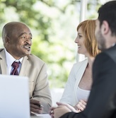 Business people discussing over lunch